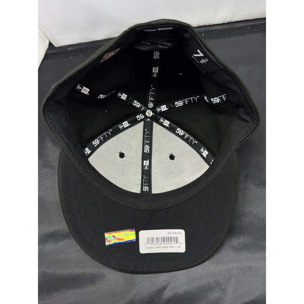 New Era Seattle Mariners Steelheads 59FIFTY Fitted Hat 7 3/8 Black MLB - Picture 4 of 5